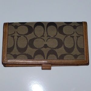 Coach leather and canvas checkbook